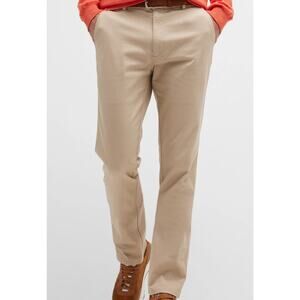 Peter Millar Men Crown Pilot Flat Front Trousers Twill Chino Pants Size 34 Khaki